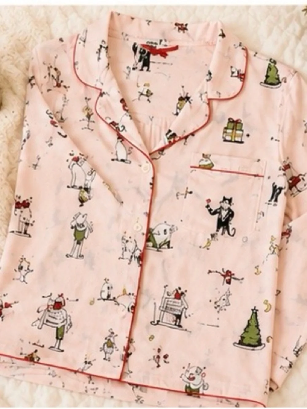 Kate Spade Holiday Cat Pajama Set Pink Christmas PJs 1X/1T